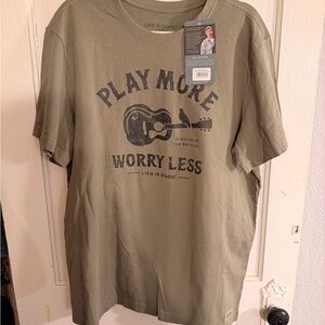 Life Is Good Olive Green Play More Tee